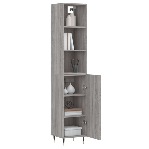 vidaXL Skř&iacute;ň highboard &scaron;ed&aacute; sonoma 34,5 x 34 x 180 cm kompozitn&iacute; dřevo