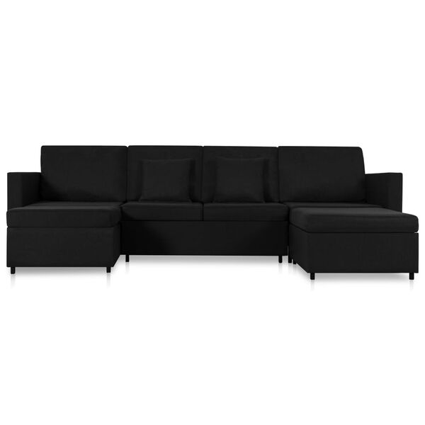 vidaXL 4místná rozkládací pohovka textil černá