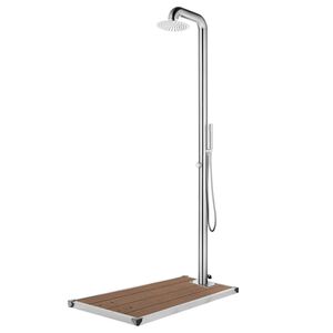 vidaXL Zahradn&iacute; sprcha s hnědou z&aacute;kladnou 230 cm nerezov&aacute; ocel