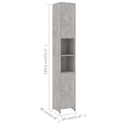 vidaXL Koupelnová skříňka betonově šedá 30 x 30 x 183,5 cm dřevotříska