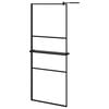 vidaXL Z&aacute;stěna do průchoz&iacute; sprchy s polic&iacute; čern&aacute; 80x195 cm ESG/hlin&iacute;k