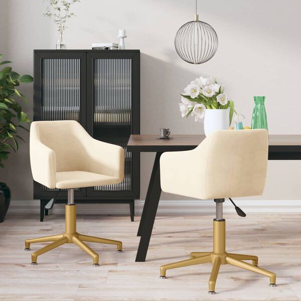 vidaXL Otočn&eacute; j&iacute;deln&iacute; židle 2 ks kr&eacute;mov&eacute; samet