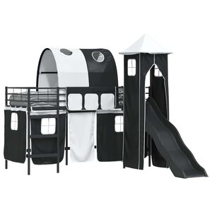 vidaXL Dětsk&yacute; patrov&yacute; postelov&yacute; r&aacute;m Čern&aacute; 74,5 x 190 cm Kov