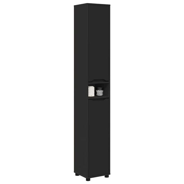 vidaXL Koupelnov&aacute; skř&iacute;ň Čern&aacute; 30,5 x 30 x 195 cm kompozitn&iacute; dřevo