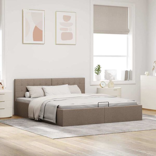 vidaXL R&aacute;m postele s &uacute;ložn&yacute;m prostorem taupe textil 180 x 200 cm
