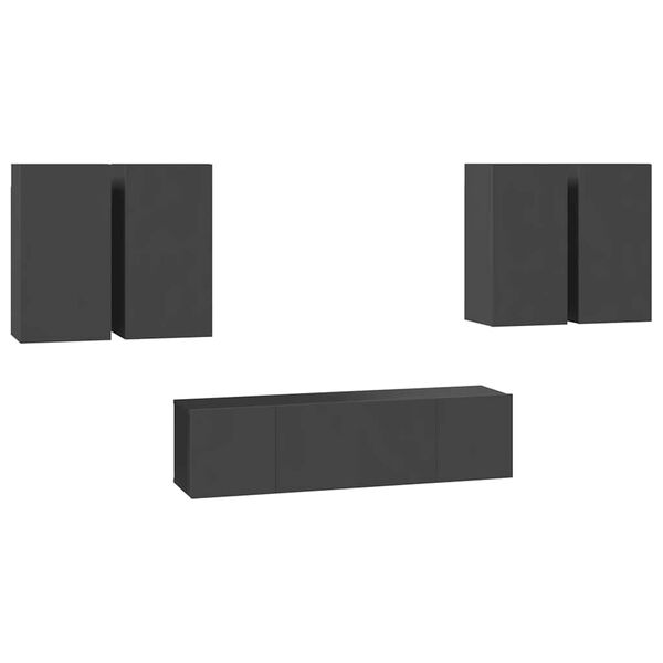 vidaXL 6d&iacute;ln&yacute; set TV skř&iacute;něk &scaron;ed&yacute; dřevotř&iacute;ska