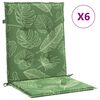 vidaXL Podu&scaron;ky na židli s n&iacute;zk&yacute;m opěradlem 6 ks vzor listů textil