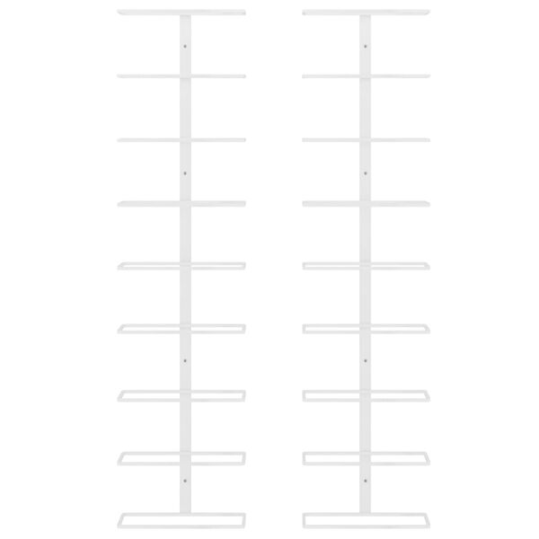 vidaXL N&aacute;stěnn&eacute; stojany na v&iacute;no na 9 lahv&iacute; 2 ks b&iacute;l&eacute; železo