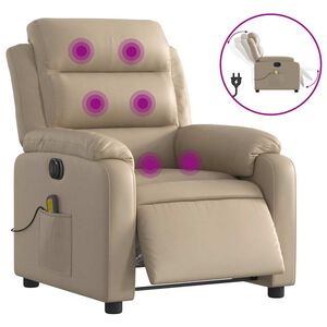 vidaXL Elektrick&eacute; mas&aacute;žn&iacute; polohovac&iacute; křeslo cappuccino uměl&aacute; kůže