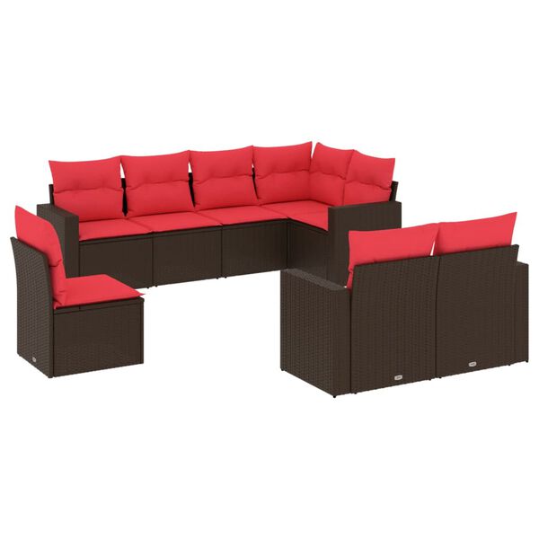 vidaXL 8d&iacute;ln&aacute; zahradn&iacute; sedac&iacute; souprava s podu&scaron;kami hněd&aacute; polyratan