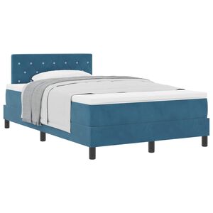 vidaXL Postel s boxspringem s matrac&iacute; Tmavě modr&aacute; 120 x 190 cm samet