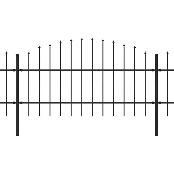 vidaXL Zahradn&iacute; plot s kop&iacute;m nahoře ocelov&yacute; 1781,5 x 100 cm čern&yacute;