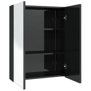 vidaXL Koupelnov&aacute; skř&iacute;ňka se zrcadlem 60 x 15 x 75 cm MDF z&aacute;řivě čern&aacute;