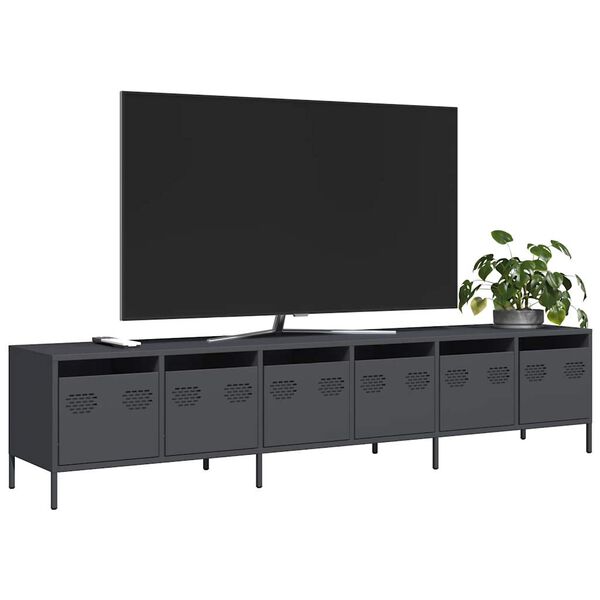 vidaXL TV skř&iacute;ňka antracitov&aacute; 202x39x43,5 cm ocel v&aacute;lcovan&aacute; za studena