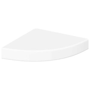 vidaXL Plovouc&iacute; rohov&aacute; police s vysok&yacute;m leskem b&iacute;l&aacute; 25x25x3,8 cm MDF