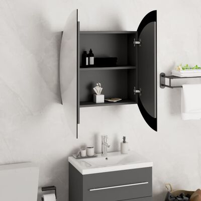 vidaXL Koupelnová skříňka s kulatým zrcadlem a LED šedá 54x54x17,5 cm