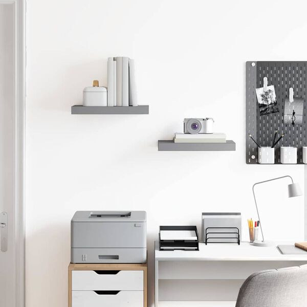 vidaXL Plovouc&iacute; n&aacute;stěnn&eacute; police 2 ks &scaron;ed&eacute; 40 x 23 x 3,8 cm MDF