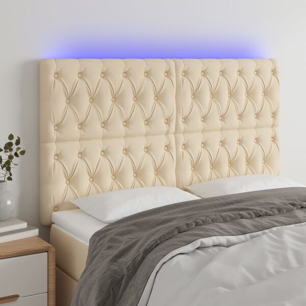 vidaXL Čelo postele s LED kr&eacute;mov&eacute; 160x7x118/128 cm textil