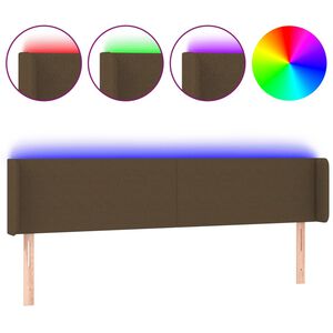 vidaXL Čelo postele s LED tmavě hněd&eacute; 183 x 16 x 78/88 cm textil