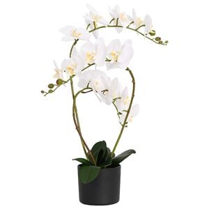 vidaXL Uměl&aacute; orchidej v květin&aacute;či B&iacute;l&aacute; 45 x 15 x 65 cm