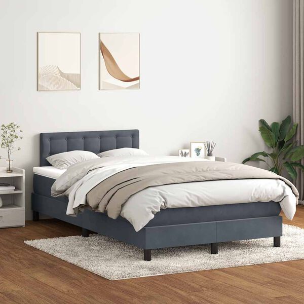 vidaXL Box spring postel s matrac&iacute; tmavě &scaron;ed&aacute; 120x220 cm samet