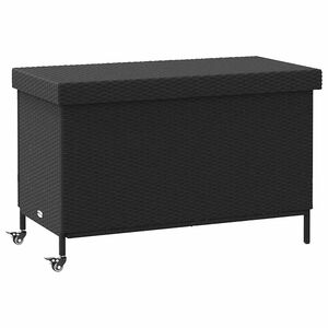 vidaXL Zahradn&iacute; &uacute;ložn&yacute; box s kolečky čern&yacute; 110x55x73 cm polyratan
