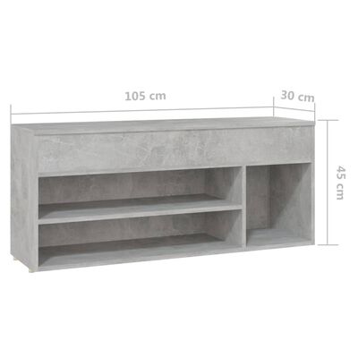 vidaXL Lavice s botníkem betonově šedá 105 x 30 x 45 cm dřevotříska