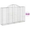 vidaXL Klenut&eacute; gabionov&eacute; ko&scaron;e 10ks 200x30x120/140cm pozinkovan&eacute; železo