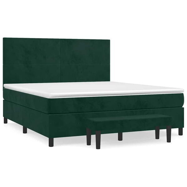 vidaXL Box spring postel s matrac&iacute; tmavě zelen&aacute; 180x200 cm samet