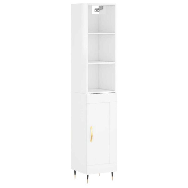 vidaXL Skř&iacute;ň highboard b&iacute;l&aacute; s vysok&yacute;m leskem 34,5x34x180 cm kompozit