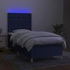 vidaXL Box spring postel s matrac&iacute; a LED modr&aacute; 100x200 cm textil
