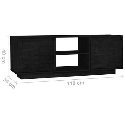 vidaXL TV stolek černý 110 x 30 x 40 cm masivní borové dřevo