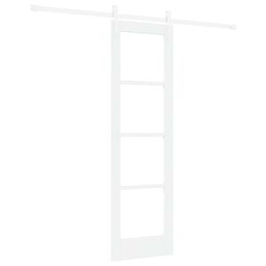 vidaXL Posuvn&eacute; dveře 61 x 198,5 cm Masivn&iacute; borov&eacute; dřevo a sklo B&iacute;l&aacute;
