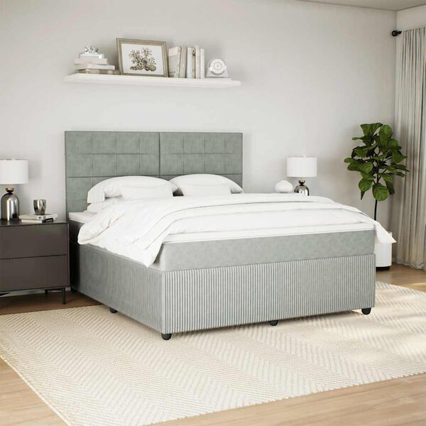 vidaXL Box spring postel s matrac&iacute; světle &scaron;ed&aacute; 180x200 cm samet