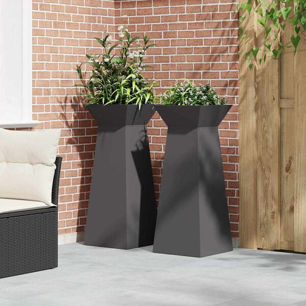vidaXL Sloupov&yacute; květin&aacute;č 2 pcs Čern&aacute; 40 x 40 x 100 cm
