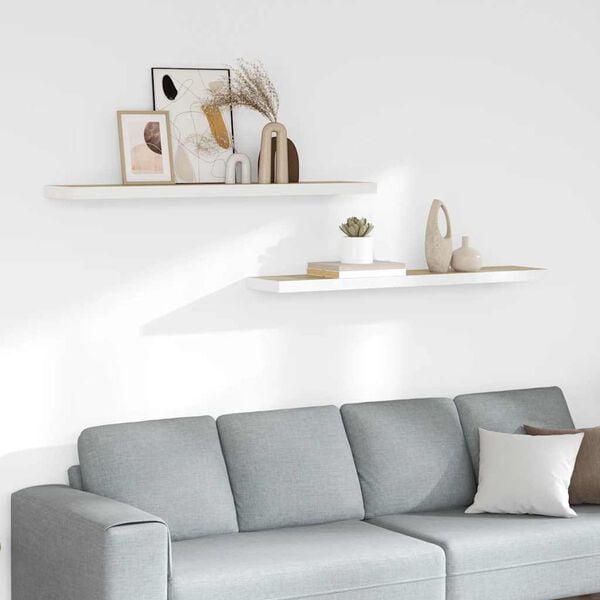 vidaXL Plovouc&iacute; n&aacute;stěnn&eacute; police 2 ks dub a b&iacute;l&eacute; 120x23,5x3,8 cm MDF