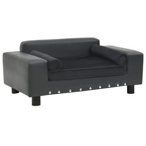vidaXL Pohovka pro psy tmavě &scaron;ed&aacute; 81 x 43 x 31 cm ply&scaron; a uměl&aacute; kůže