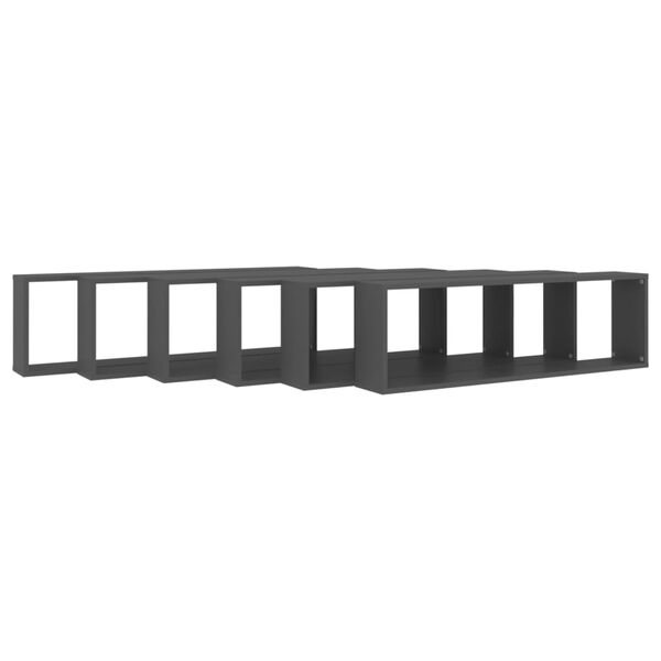 vidaXL N&aacute;stěnn&eacute; obd&eacute;ln&iacute;kov&eacute; police 6 ks &scaron;ed&eacute; 100x15x30 cm dřevotř&iacute;ska