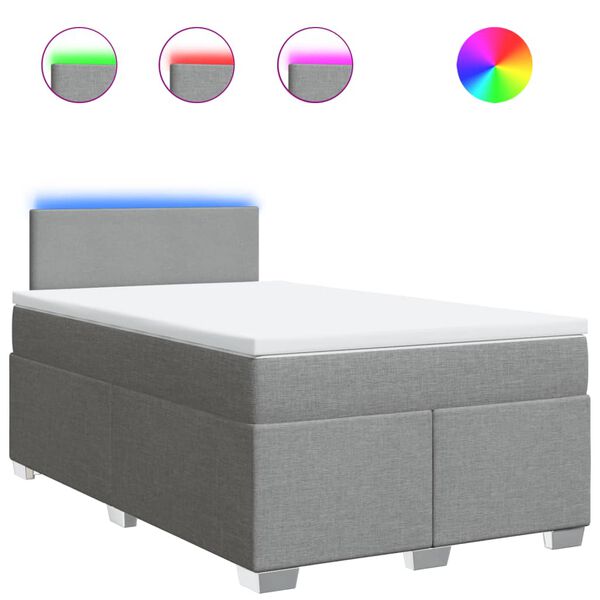 vidaXL Box spring postel s matrac&iacute; světle &scaron;ed&aacute; 120 x 200 cm textil