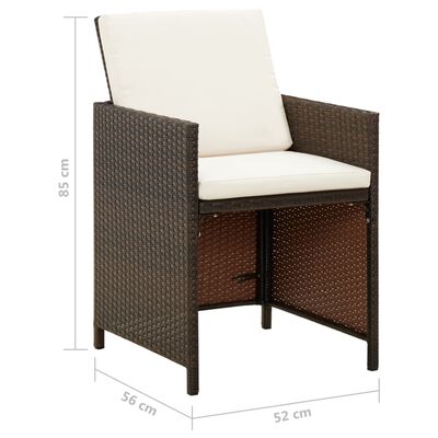 vidaXL Zahradní židle s poduškami 4 ks polyratan hnědé