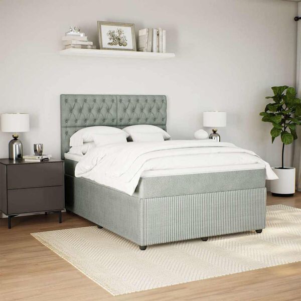 vidaXL Box spring postel s matrac&iacute; světle &scaron;ed&aacute; 140x190 cm samet