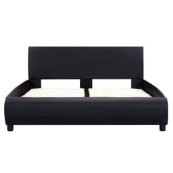 vidaXL R&aacute;m postele s LED světlem čern&yacute; uměl&aacute; kůže 140 x 200 cm