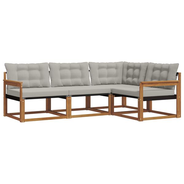 vidaXL Venkovn&iacute; pohovkov&aacute; souprava 4 pcs Př&iacute;rodn&iacute; a světle &scaron;ed&aacute;