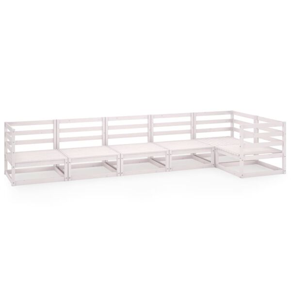 vidaXL 6d&iacute;ln&aacute; zahradn&iacute; sedac&iacute; souprava b&iacute;l&aacute; masivn&iacute; borovice