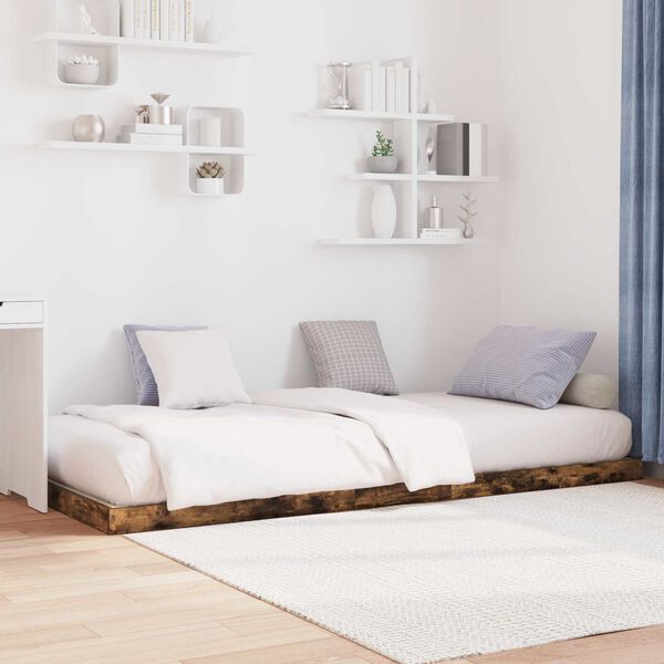 vidaXL R&aacute;m postele Kouřov&yacute; dub 90 x 200 cm kompozitn&iacute; dřevo