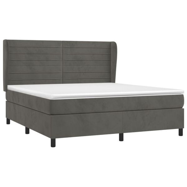 vidaXL Box spring postel s matrac&iacute; tmavě &scaron;ed&aacute; 180x200 cm samet