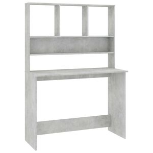 vidaXL Psac&iacute; stůl s policemi betonově &scaron;ed&yacute; 110x45x157 cm dřevotř&iacute;ska