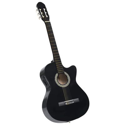 vidaXL Folková akustická kytara s výřezem ekvalizér a 6 strun černá