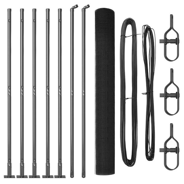 vidaXL Plotov&yacute; sloupek. &Scaron;ed&aacute; 10 x 1,6 m (25 x 25 mm mř&iacute;žka) Ocel a PVC