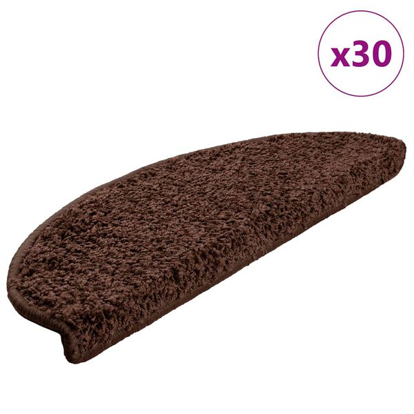 vidaXL Schodové rohože 30 ks 65 x 21 x 4 cm hnědé, půlkulaté, velké